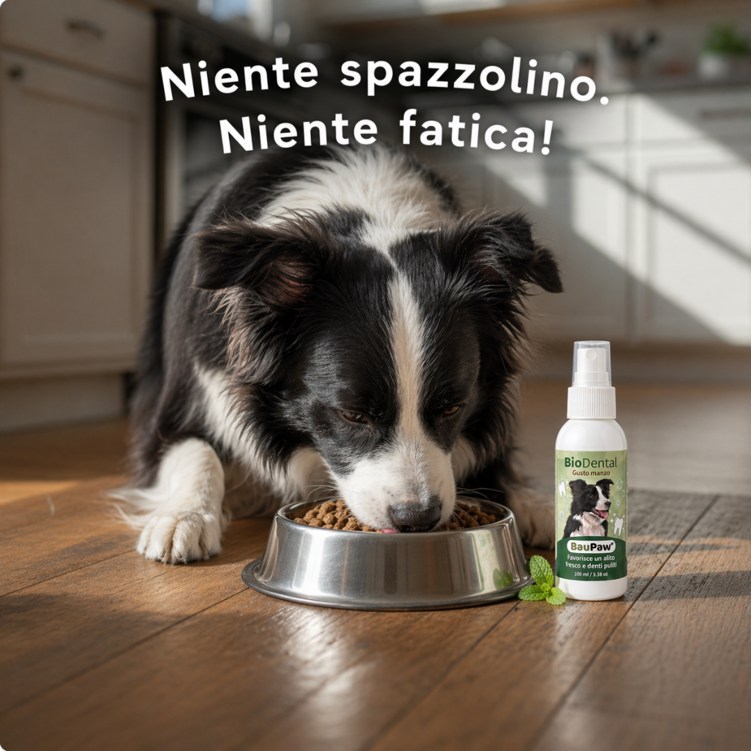 Spray Dentale BauPaw™ – Elimina i batteri che causano tartaro e alito cattivo nei cani